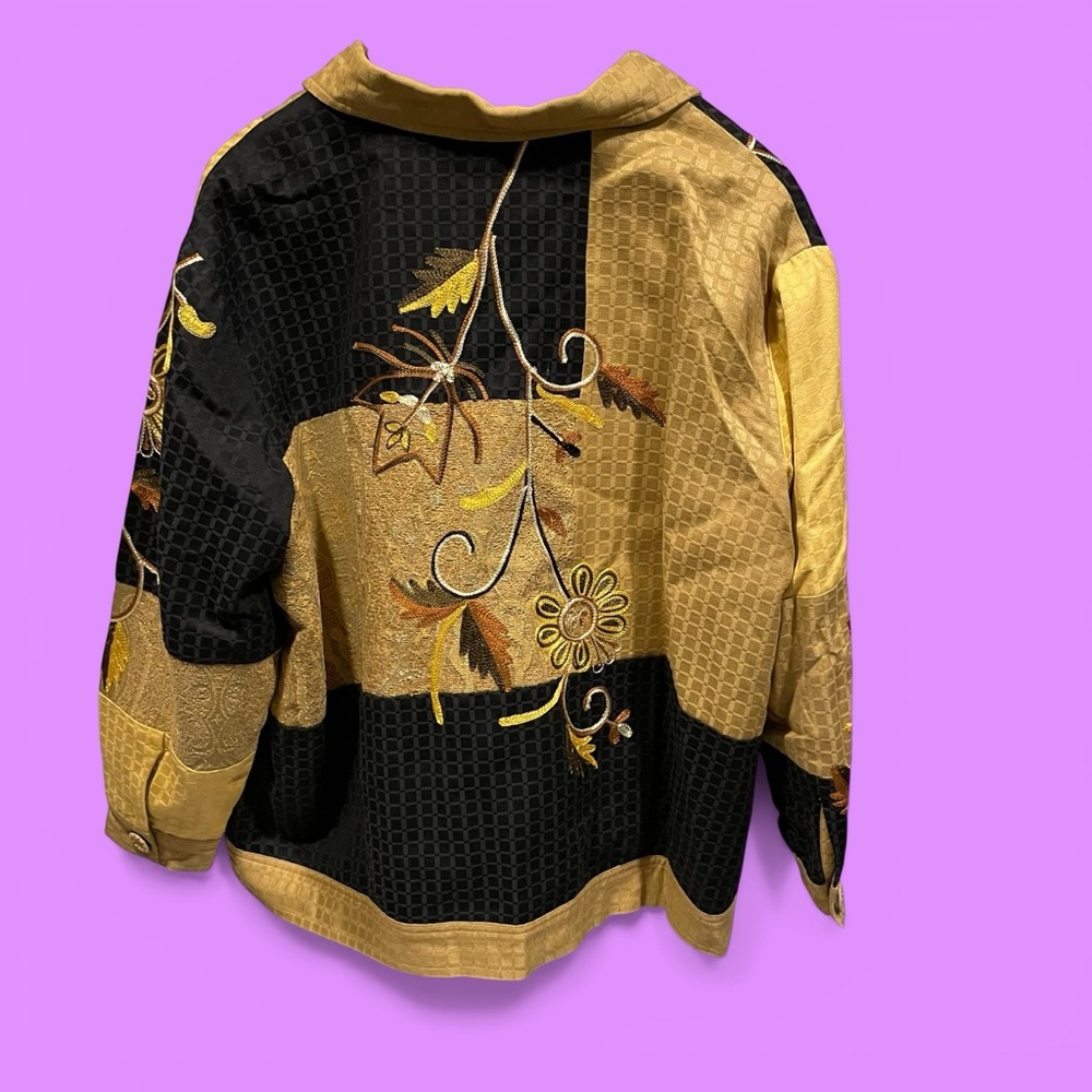 Cute Y2K celestial button mustard embroidered jac… - image 3